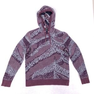 INC International Concepts Abstract Knit Hoodie Large Purple‎
